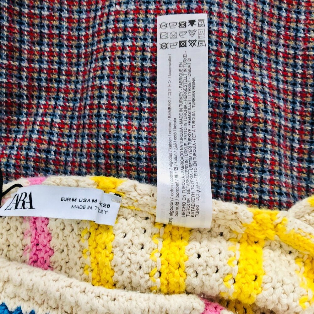 NWOT ZARA Striped Crochet Knit Crop Top Multicolor Boho Festival Cotton Size M - Picture 6 of 8